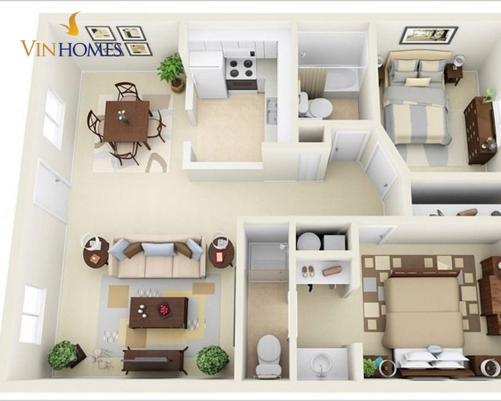 Các căn hộ 2 phòng ngủ Vinhomes Grand Park